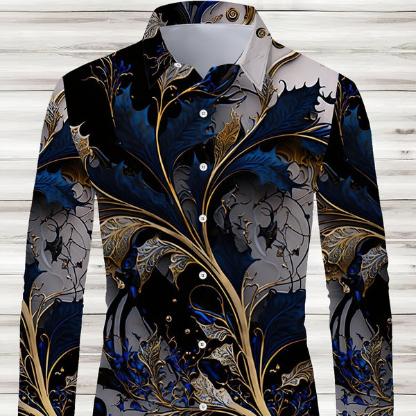 Camisa Manga Larga con Impresión 3D Estilo Europeo y Americano para Hombre