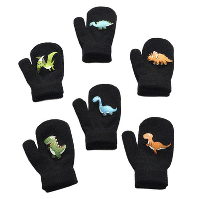 Guantes Tejidos Gruesos Para Niños Con Forro Cálido Y Diseño Animado