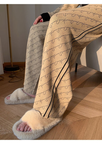 Conjunto de Pantalón Ancho y Suéter Tejido Jacquard para Mujer - Image 4