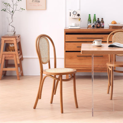 Sillas de Comedor Vintage Francesas de Madera Maciza con Tejido de Ratán - Image 4