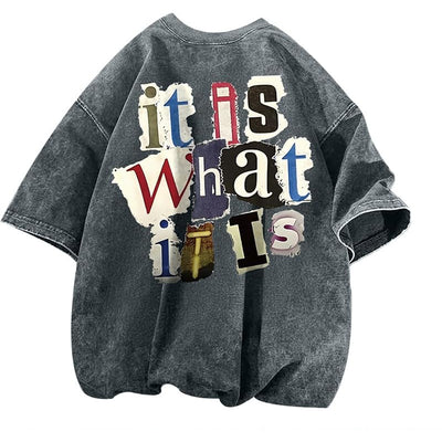 Camiseta Vintage Oversized con Estampado de Letras para Hombre - Image 11