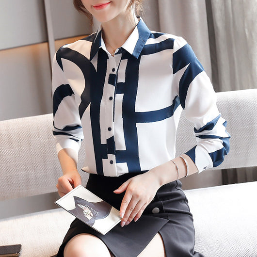 Blusa Suelta de Gasa con Solapa - Camisa Versátil para Mujer - Image 8