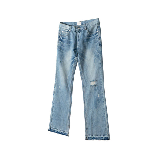 Pantalones Bootleg Paris Style con Patrón Rayo Efecto Lavado y Corte Desgarrado - Image 3