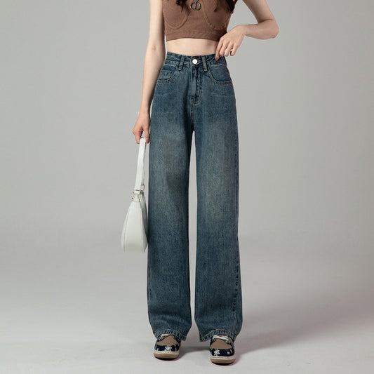 Jeans Rectos de Cintura Alta Retro para Mujer - Colección Otoño