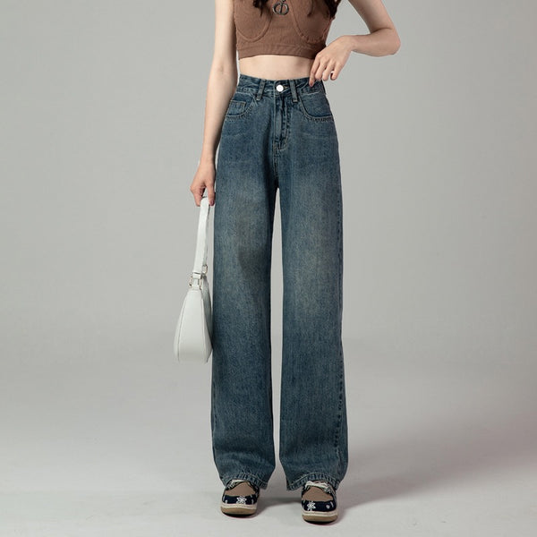 Jeans Rectos de Cintura Alta Retro para Mujer - Colección Otoño