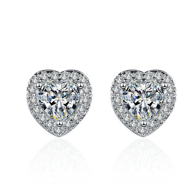 Conjunto de Aretes Corazón con Diamantes de Simulación Premium - Image 7