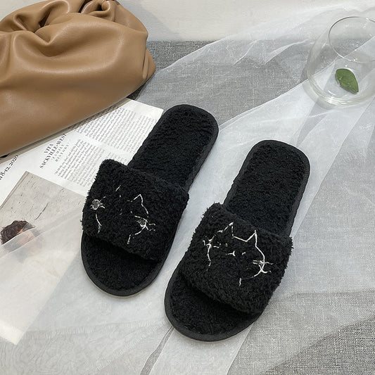 Pantuflas Planas Cálidas para Casa con Diseño de Gato - Image 2