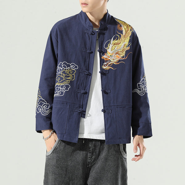 Chaqueta Casual para Hombre con Bordados en Mangas Largas