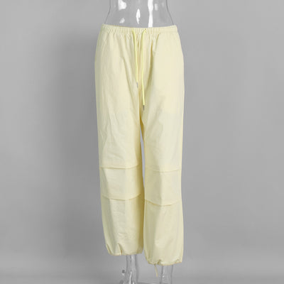 Pantalones Casuales Sueltos con Cordón Ajustable - Poliéster Liso para Mujer - Image 14