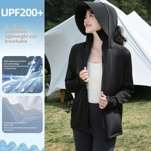 Ropa de Protección Solar Tipo Ice Silk con Ala Ancha para Mujer - Image 10