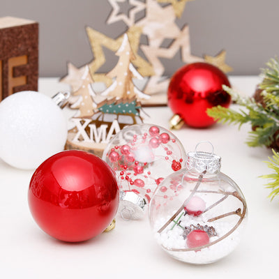 Bolas Navideñas Transparentes Rojo y Blanco para Árbol de Navidad - Image 8