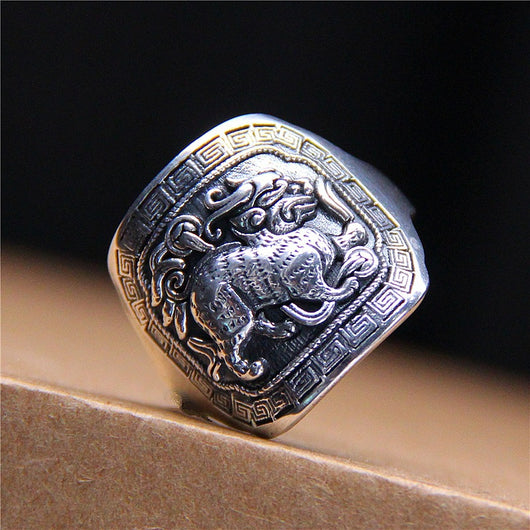 Anillo Pixiu de Plata Esterlina Estilo Étnico Retro - Amuleto de Buena Suerte - Image 6
