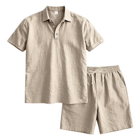 Conjunto de Shorts y Camiseta de Lino para Hombre - Ajuste Relajado - Image 18