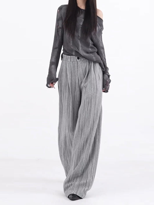 Pantalones Anchos Plisados con Rayas - Corte Casual Elegante - Image 7