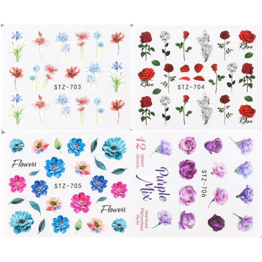 Pegatinas de Agua para Uñas Flores Tinta - Diseños Acuáticos - Image 2