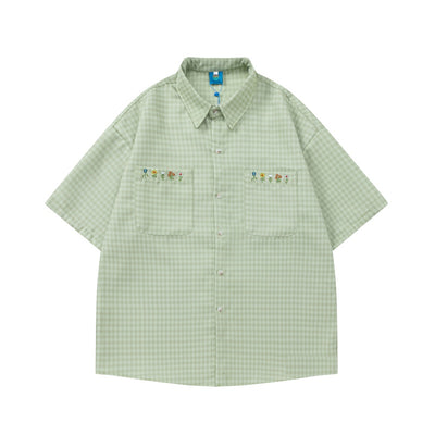 Camisa a Cuadros Bordada Suelta para Parejas - Diseño Versátil - Image 14