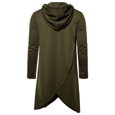 Sudadera Hoodie Slim Fit Irregular de Largo Medio en Colores Sólidos para Hombre - Image 23