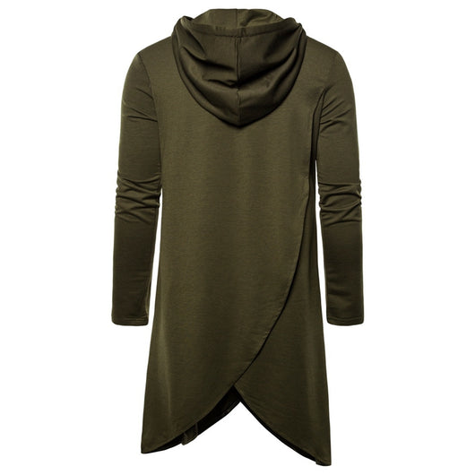 Sudadera Hoodie Slim Fit Irregular de Largo Medio en Colores Sólidos para Hombre - Image 23