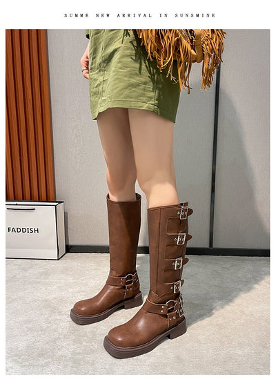 Botas Martin de Cuero Genuino con Tacón Robusto y Hebilla Retro para Mujer - Image 18
