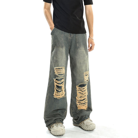 Jeans Rotos Vintage con Parches para Hombre - Diseño Nicho