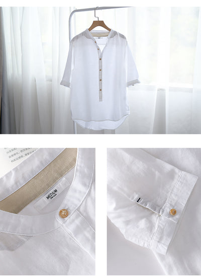 Camisa Suelta de Solapa Ancha para Hombre - Comodidad Estival - Image 9