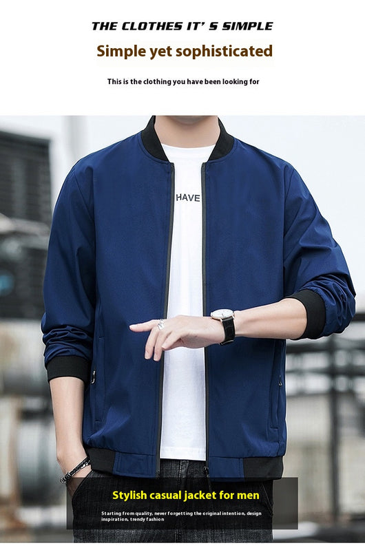 Chaqueta Hombre Primavera Otoño Cuello Alto Diseño Liso - Image 16