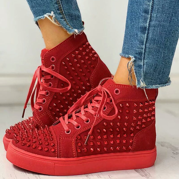 Zapatillas Altas Casuales Unisex con Suela Gruesa y Detalles de Strass