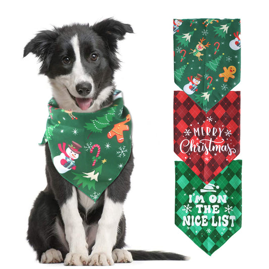 Babero Triangular Navideño para Mascotas - Toalla Absorbente para Perros