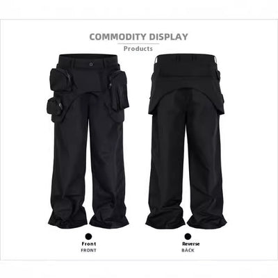 Pantalón Overol Ancho Deslavado con Bolsa Cintura Desmontable 2 en 1 - Image 2