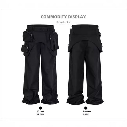 Pantalón Overol Ancho Deslavado con Bolsa Cintura Desmontable 2 en 1 - Image 2