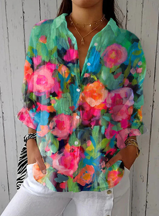 Blusa Casual Larga con Estampado Floral para Mujer - Image 3