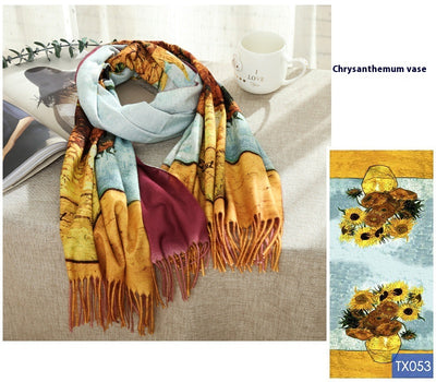 Pañoleta de Cachemira con Estampado Digital Inspirado en Pintura al Óleo - Image 45