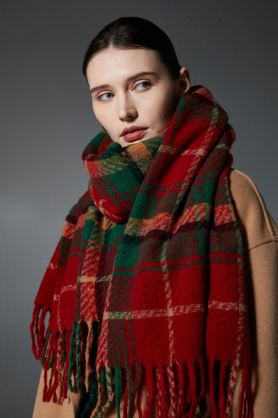 Bufanda Escocesa Roja y Verde - Estilo Europeo y Americano - Image 12