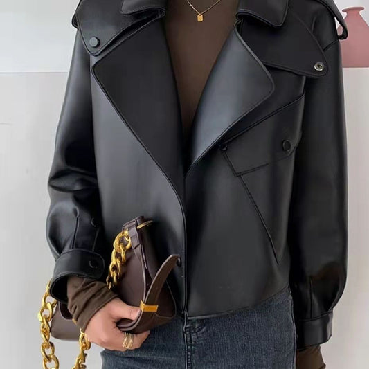 Chaqueta Biker de Gamuza para Mujer - Estilo Suelto y Desenfadado