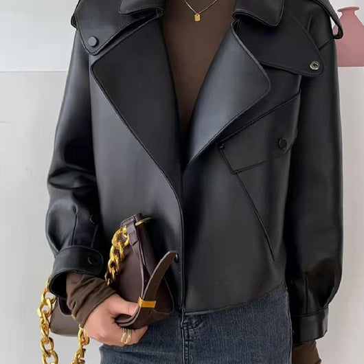 Chaqueta Biker de Gamuza para Mujer - Estilo Suelto y Desenfadado