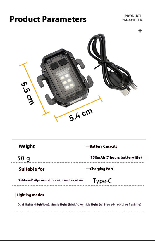 Linterna Táctica Portátil con Montaje para Mochila - Luz de Advertencia Profesional - Image 7