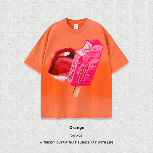 Camiseta Unisex de Manga Corta Estilo Street con Lavado Pesado - Image 4