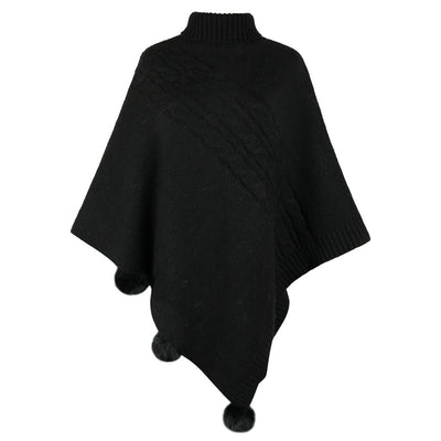 Capa Poncho de Invierno con Bola de Pelaje Estilo Europeo - Image 3