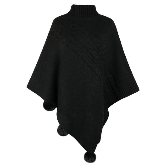 Capa Poncho de Invierno con Bola de Pelaje Estilo Europeo - Image 3