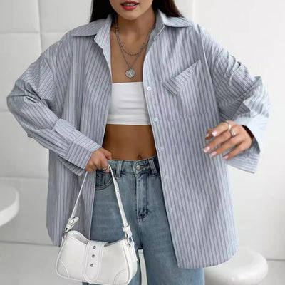 Camisa Manga Larga a Rayas con Detalles de Diamantes - Image 6