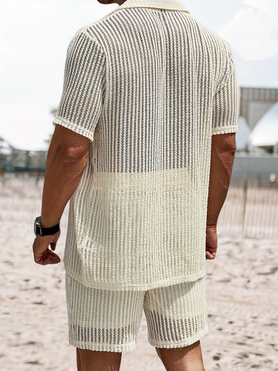 Camisa Henley Retro de Algodón y Lino con Rayas - Casual y Versátil - Image 7