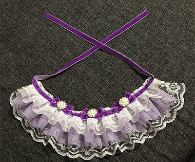 Collar y Babero Elegante para Mascotas con Moño de Encaje - Image 4