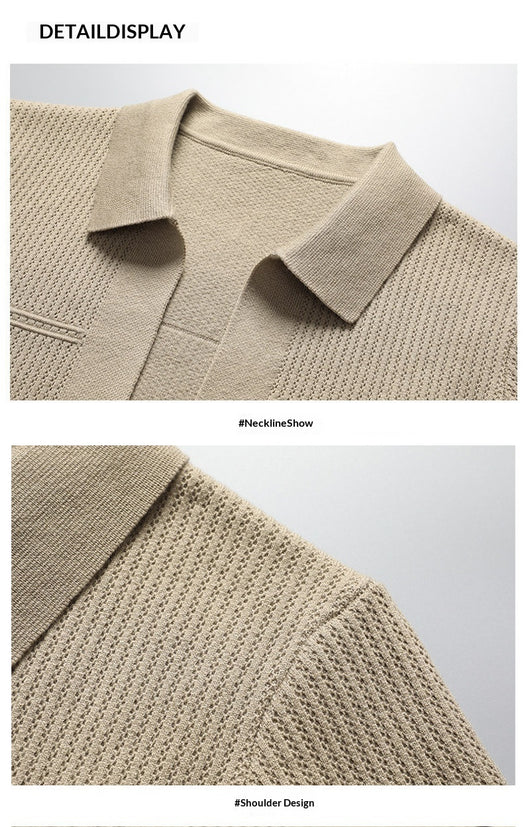 Suéter de Cuello Solapa Grueso para Hombre - Manga Larga Otoño Invierno con Bolsillos - Image 11