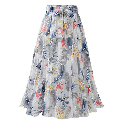 Falda Bohemia Floral de Gasa Estampada Largo Medio - Image 12