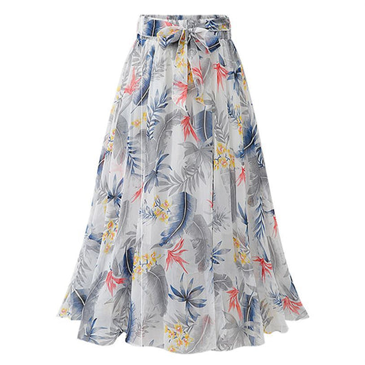 Falda Bohemia Floral de Gasa Estampada Largo Medio - Image 12