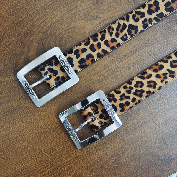 Cinturón con Hebilla Japonesa Estampado Leopardo Unisex