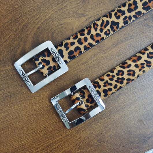 Cinturón con Hebilla Japonesa Estampado Leopardo Unisex