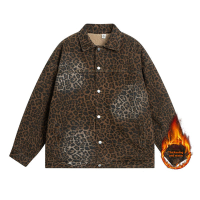 Abrigo Suelto Estampado Leopardo Vintage con Forro Grueso - Image 9
