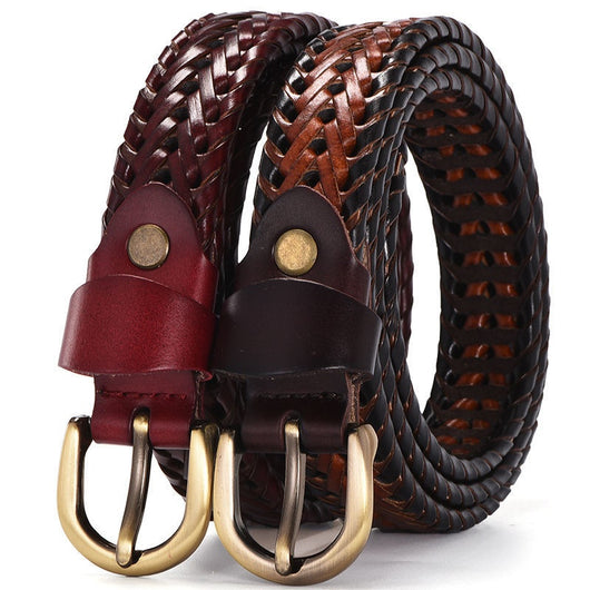 Cinturón de Cuero Artesanal para Parejas con Hebilla de Pasador Trendy - Image 4