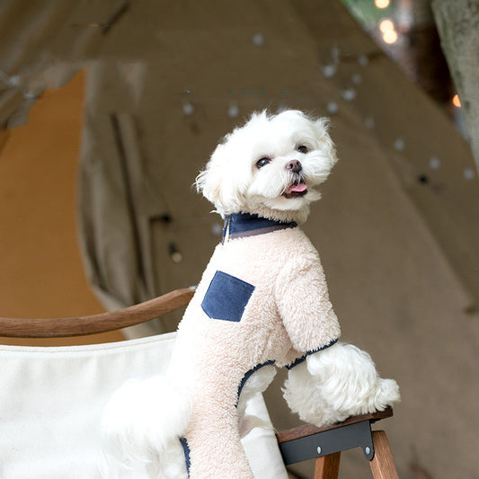 Abrigo Acolchado con Cuello Plush para Mascotas en Invierno